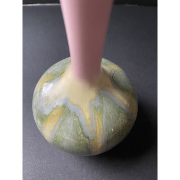 Vintage Handmade Drip Glaze Pottery Bud Vase Deco Artisan Cottagecore Vessel - Picture 3 of 9